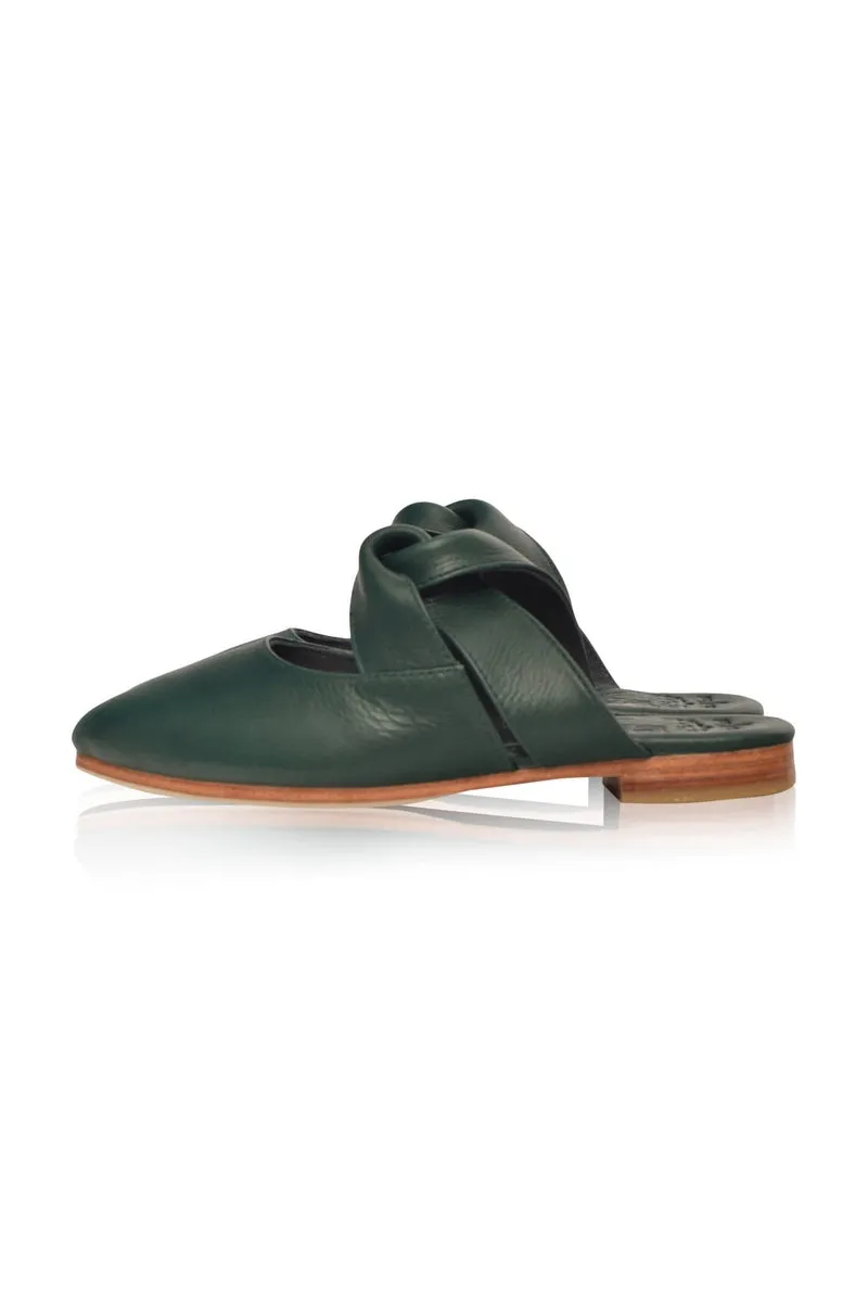 Emerald Taj Mahal Pointy Toe Mules