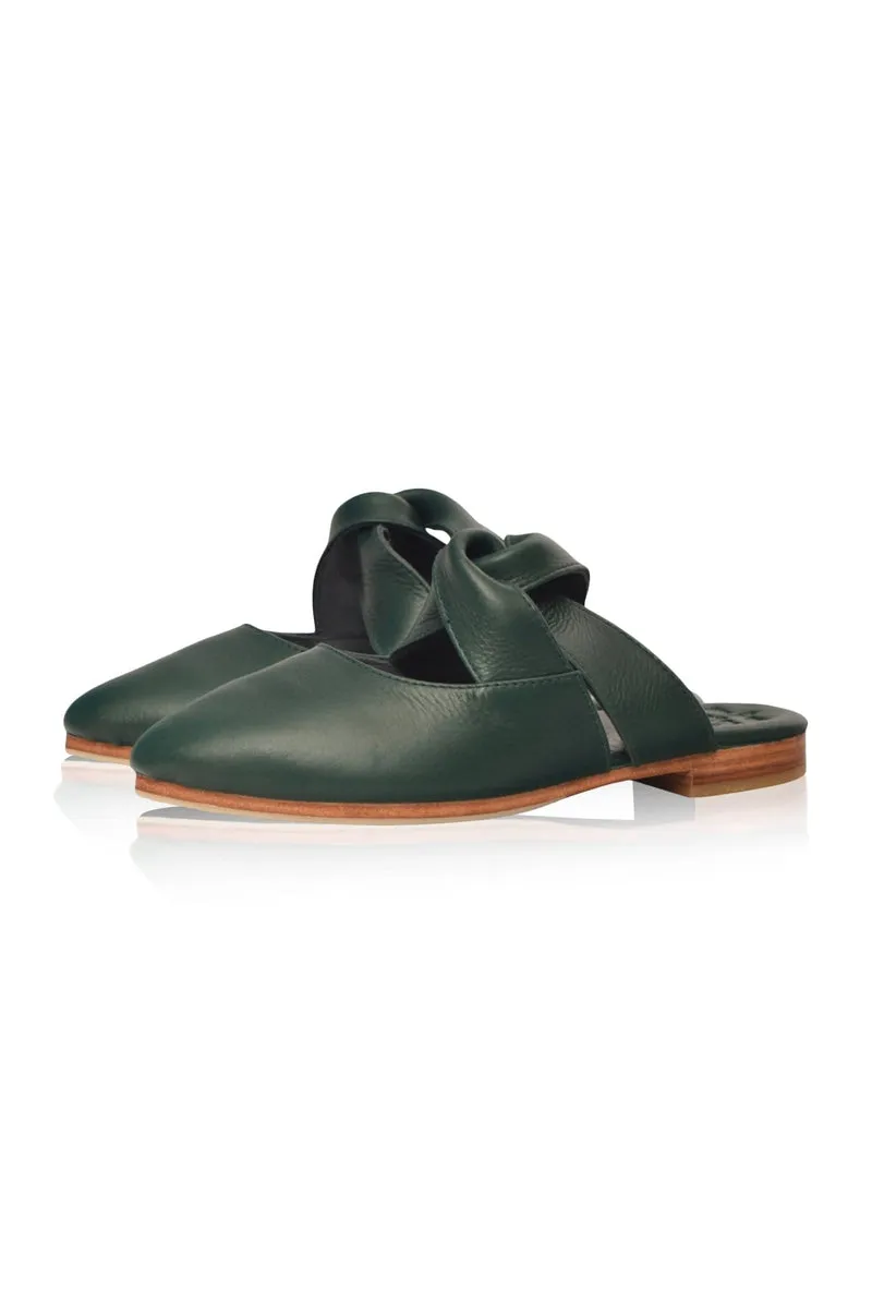 Emerald Taj Mahal Pointy Toe Mules