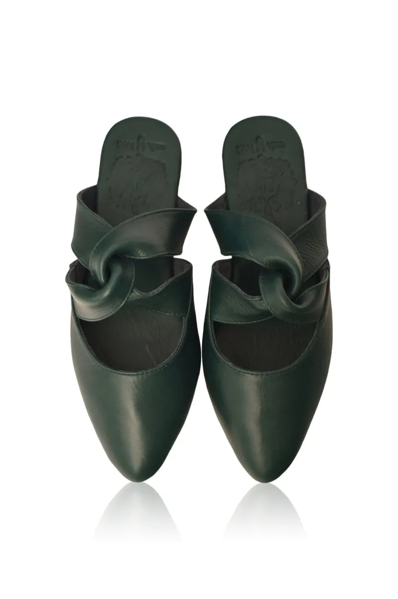 Emerald Taj Mahal Pointy Toe Mules