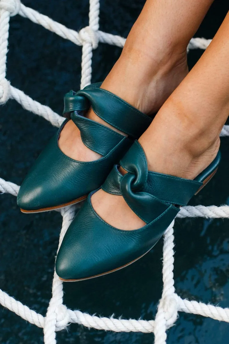 Emerald Taj Mahal Pointy Toe Mules