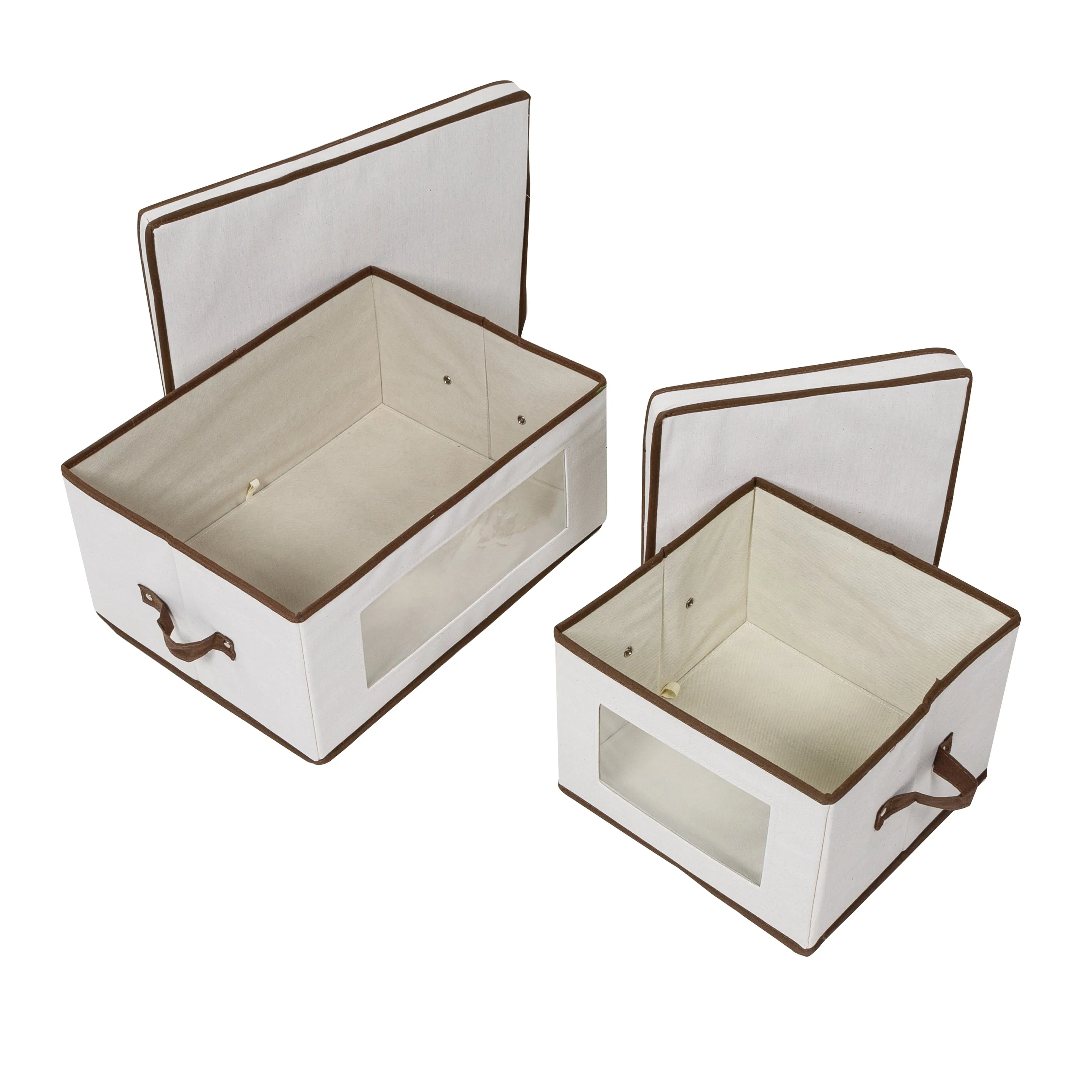 Fabric Storage Box Set with Lid, Window, and Dividers