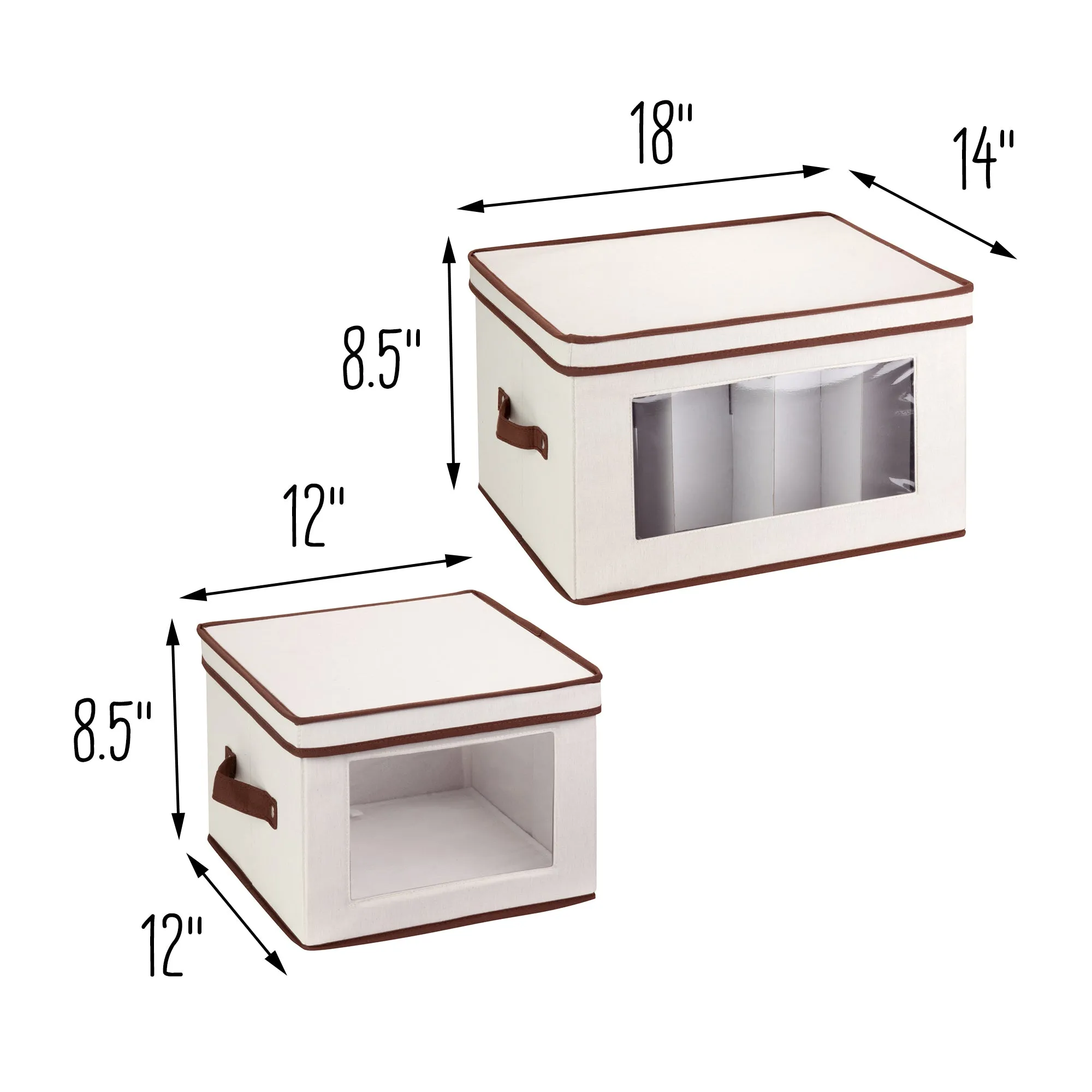 Fabric Storage Box Set with Lid, Window, and Dividers