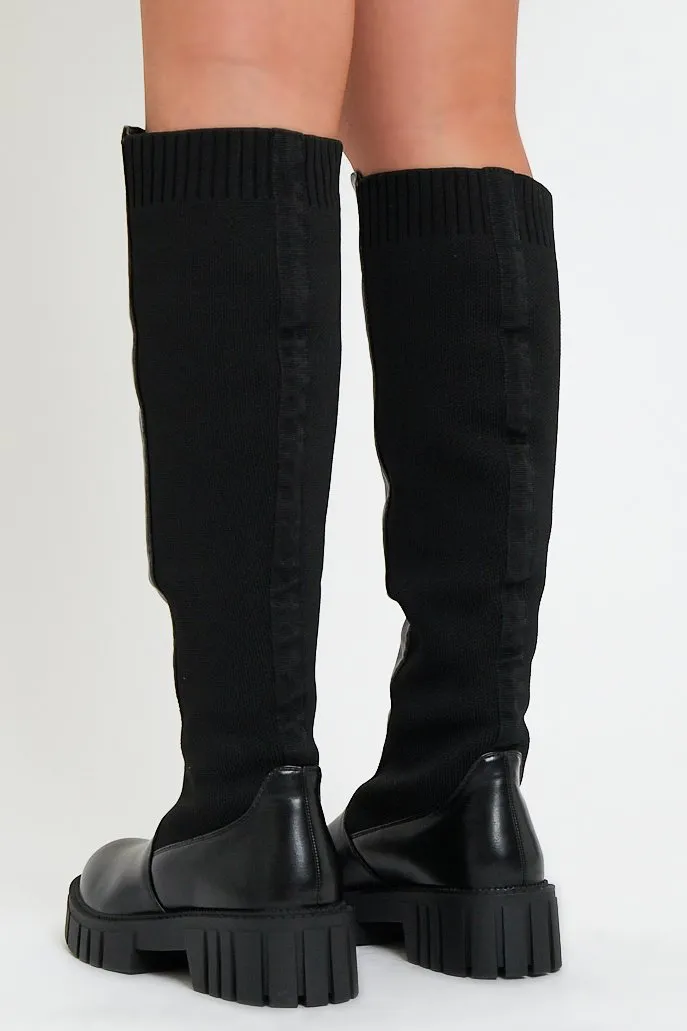 Faux Leather Knee High Boots - Azel