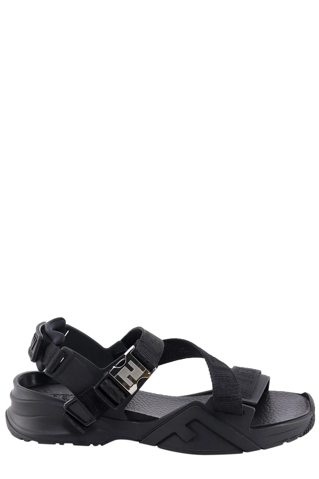 Fendi FF Jacquard Sandals with Touch Straps