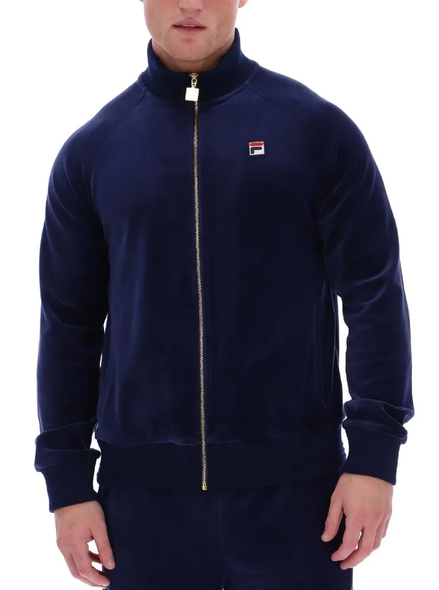 Fila Velour Ribbed Track Jacket in Navy