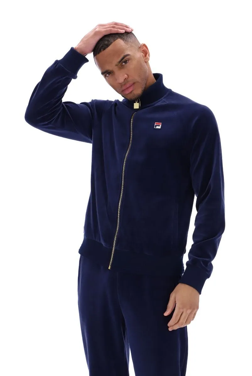 Fila Velour Ribbed Track Jacket in Navy