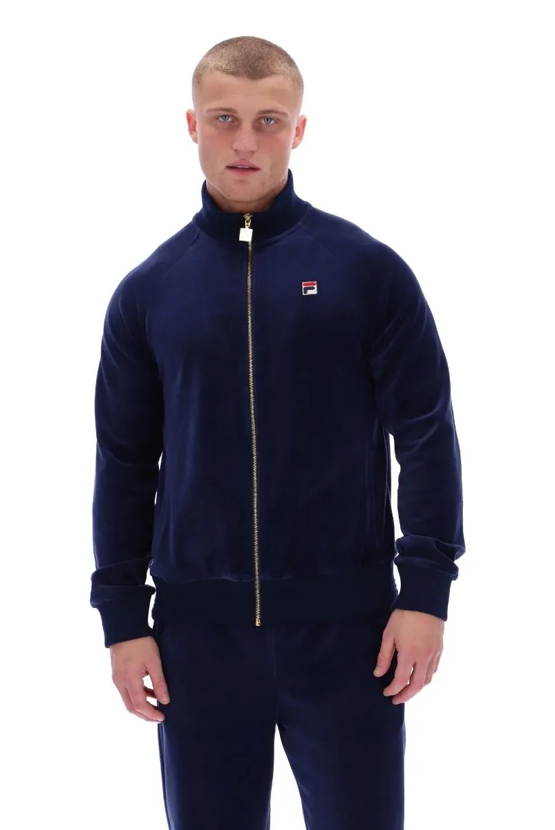 Fila Velour Ribbed Track Jacket in Navy