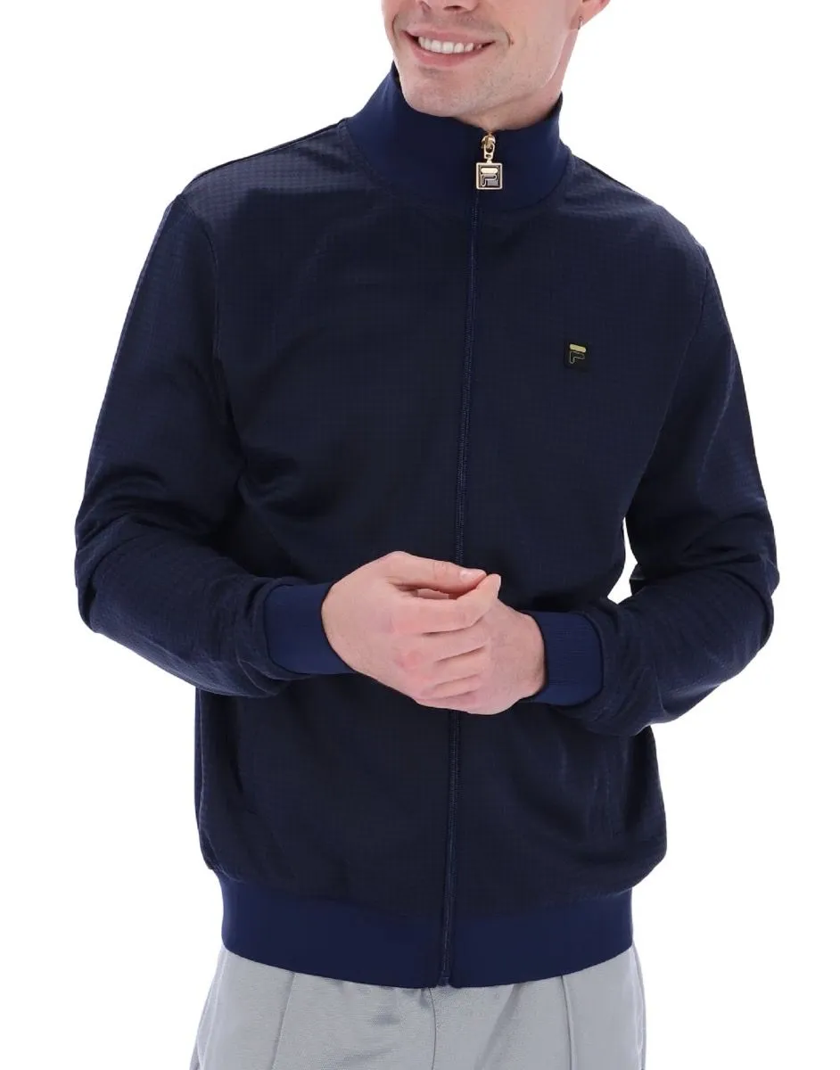 Navy Tonal Shiny Houndstooth Track Jacket from Fila Terzo