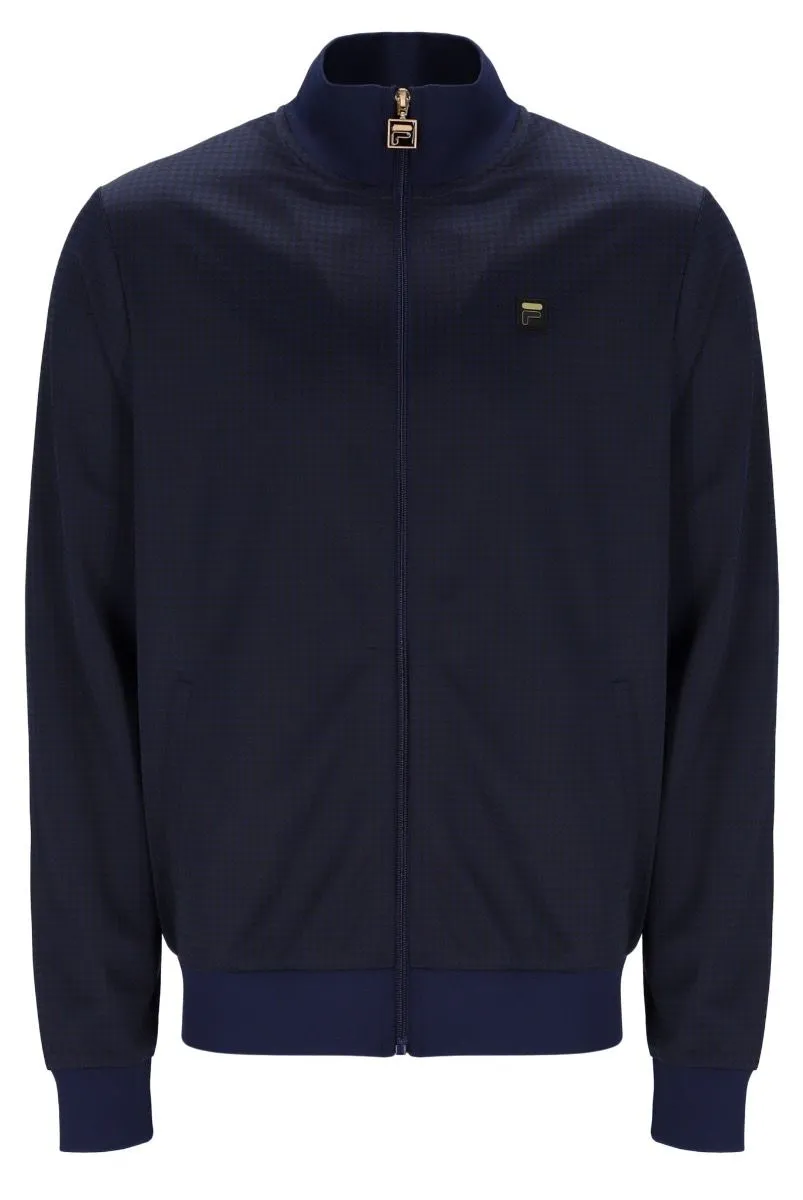 Navy Tonal Shiny Houndstooth Track Jacket from Fila Terzo