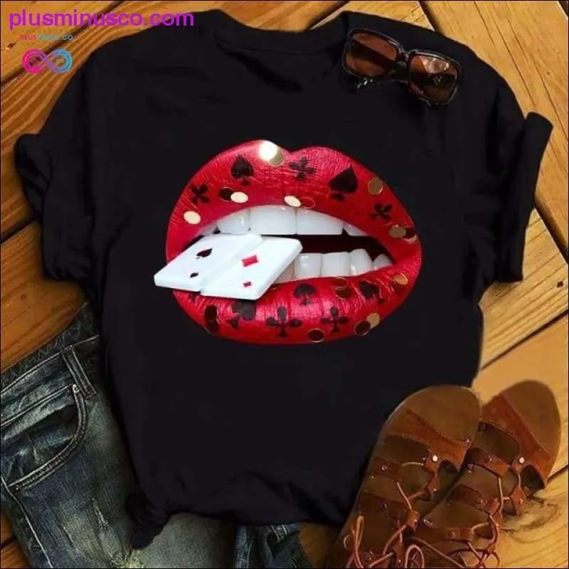 Funny Cartoon Printed Women's Black T-shirt for Summer