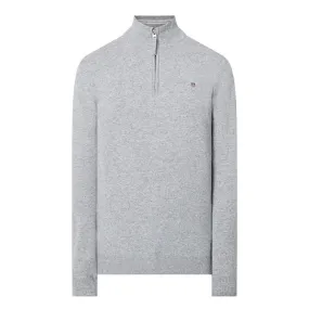 GANT Grey Superfine Half-Zip Sweater