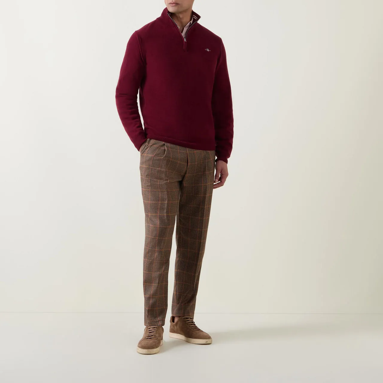 GANT Wine Superfine Half-Zip Sweater