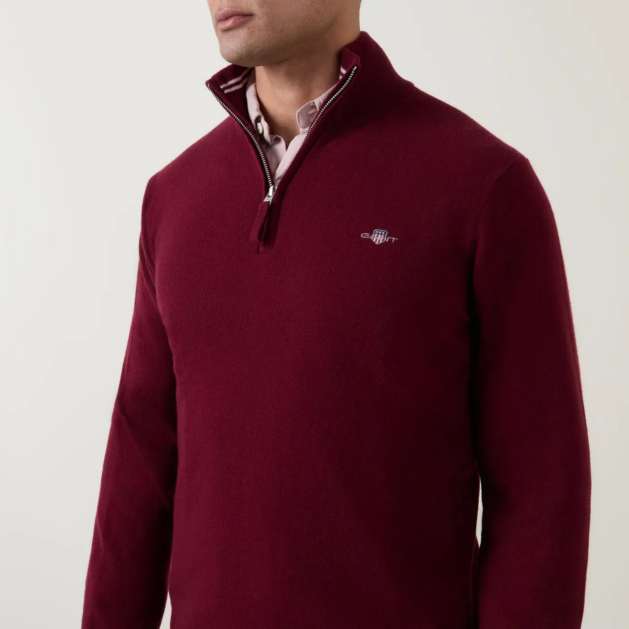 GANT Wine Superfine Half-Zip Sweater