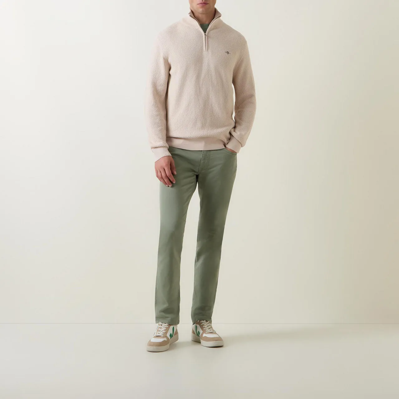 GANT Sustainable Cream Half-Zip Sweater