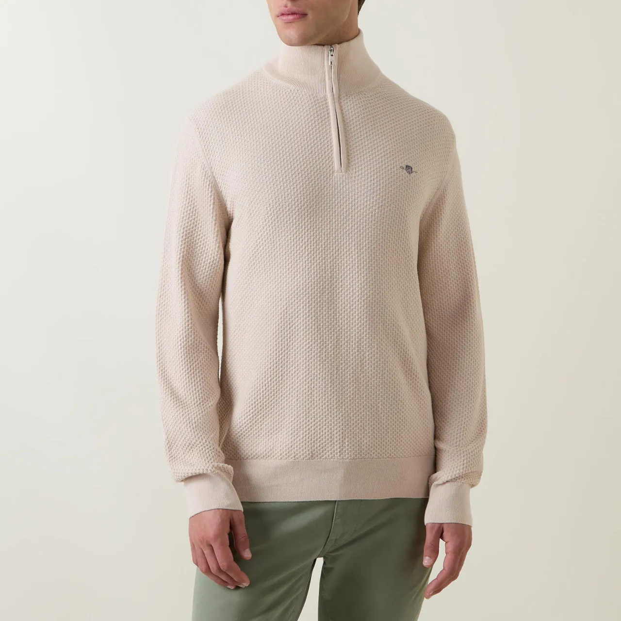 GANT Sustainable Cream Half-Zip Sweater