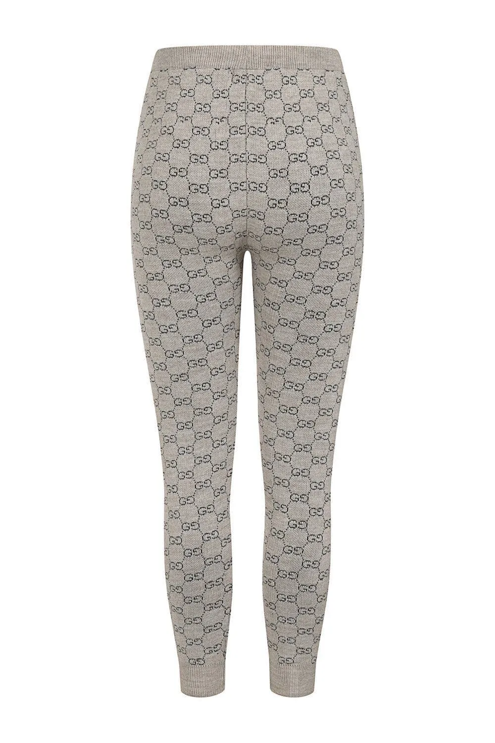 Beige GG Inspired Woven Knit Stretch Leggings