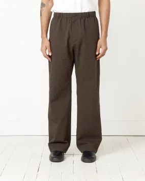 Green and Brown Striped Seersucker Drape Trousers