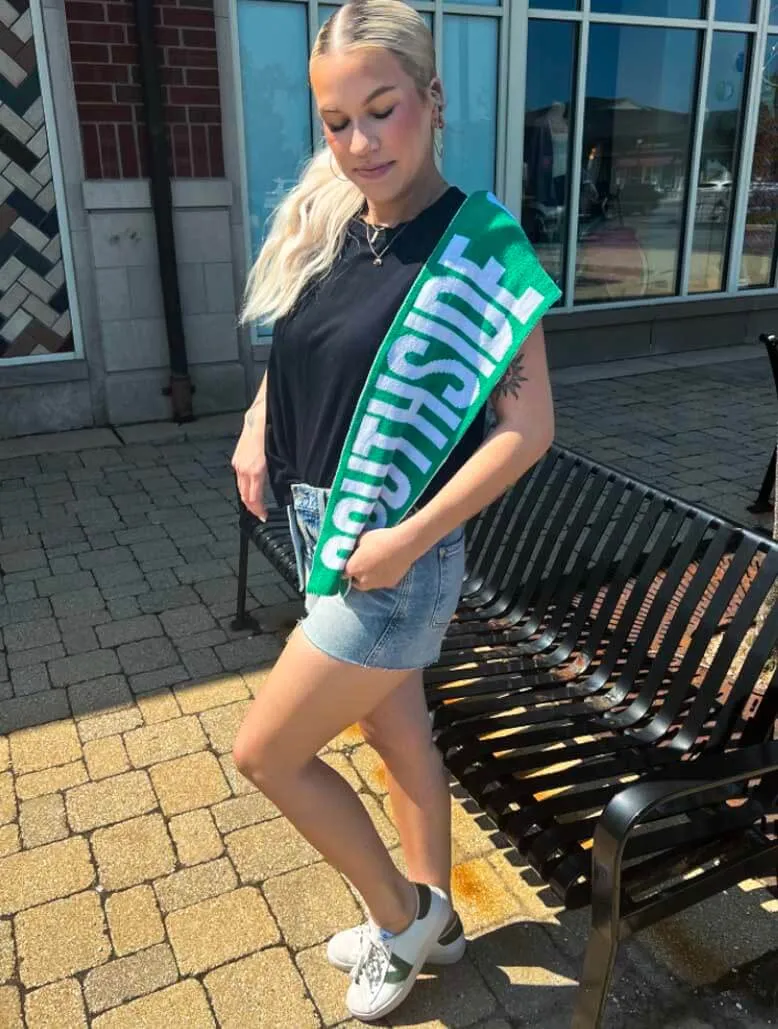 Green and White Southside Scarf