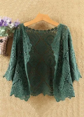 Green Cotton Knit Cardigans for Summer AS1056