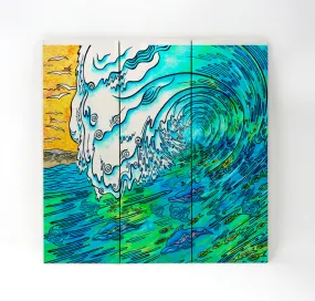 Green Ocean Wave Canvas Print