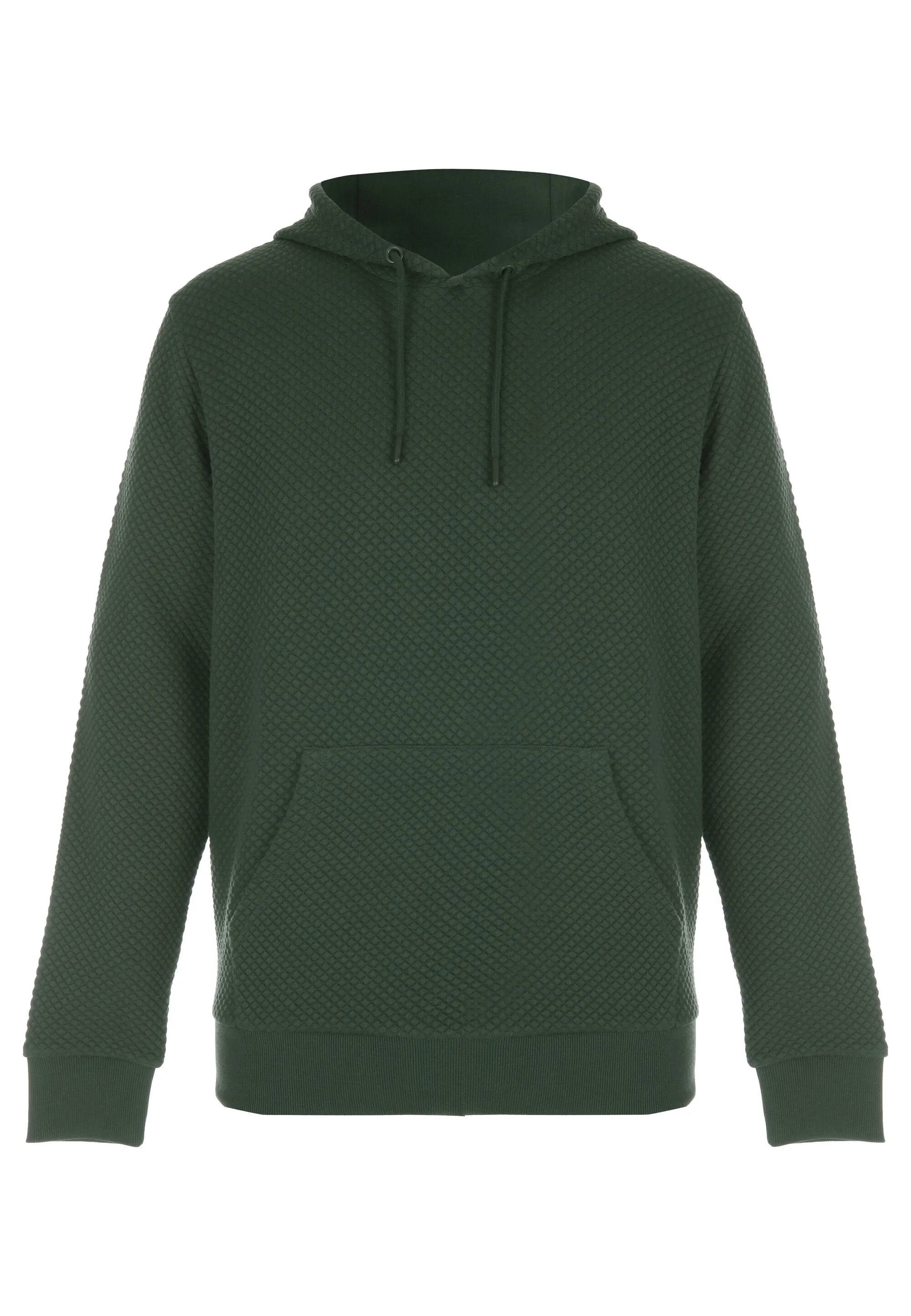 Green Textured Men's Hoody Sweatshirt