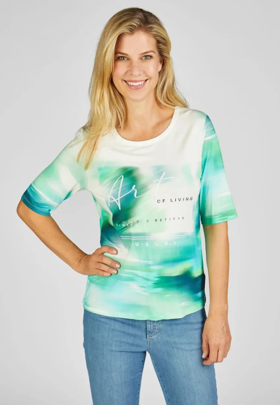 Green White Ombre Print TShirt - Rabe