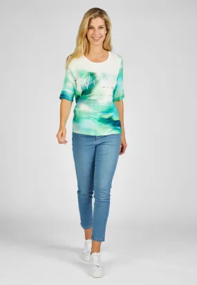 Green White Ombre Print TShirt - Rabe