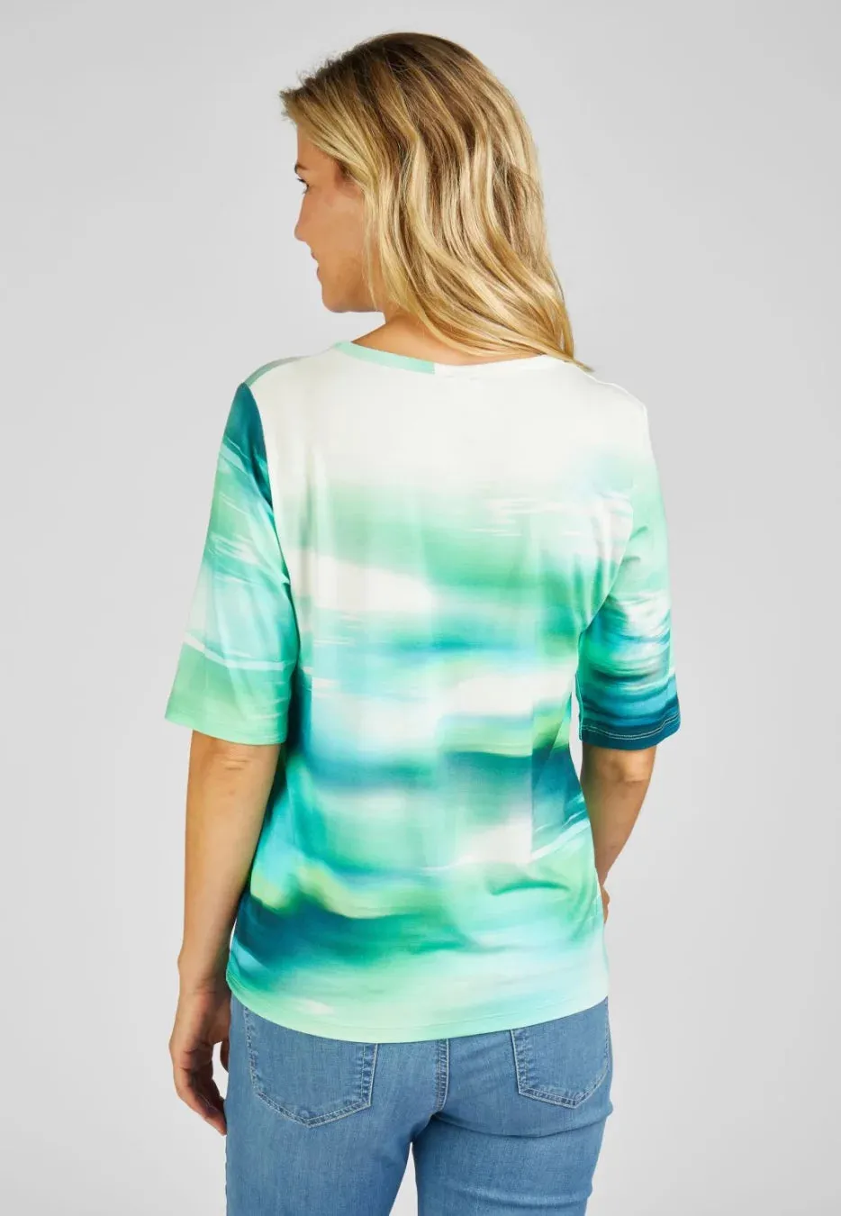 Green White Ombre Print TShirt - Rabe