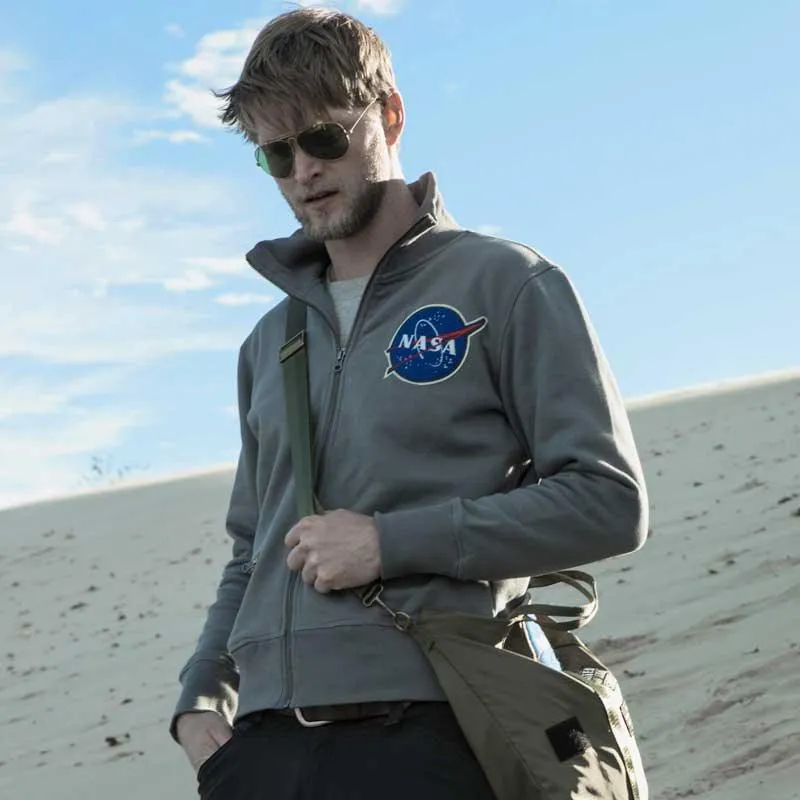 Grey NASA Rocket Scientist Zip Fleece Jacket