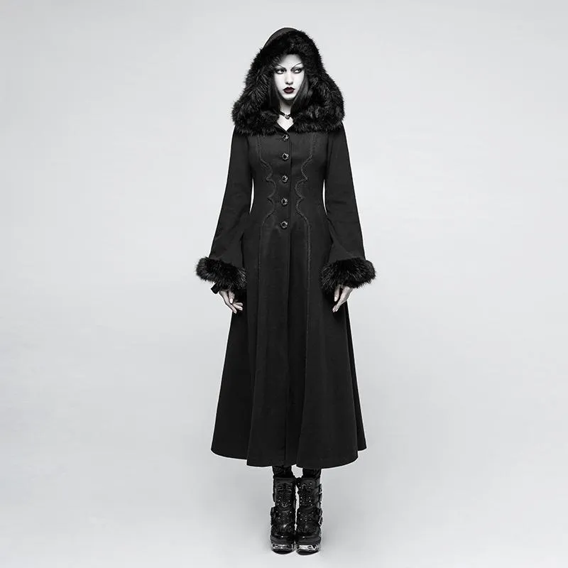 Hooded Steampunk Maxi Coat for Women