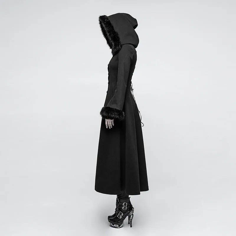 Hooded Steampunk Maxi Coat for Women