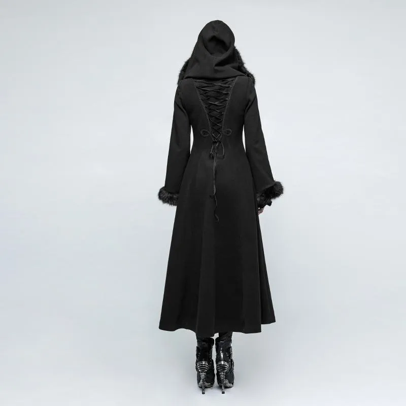 Hooded Steampunk Maxi Coat for Women