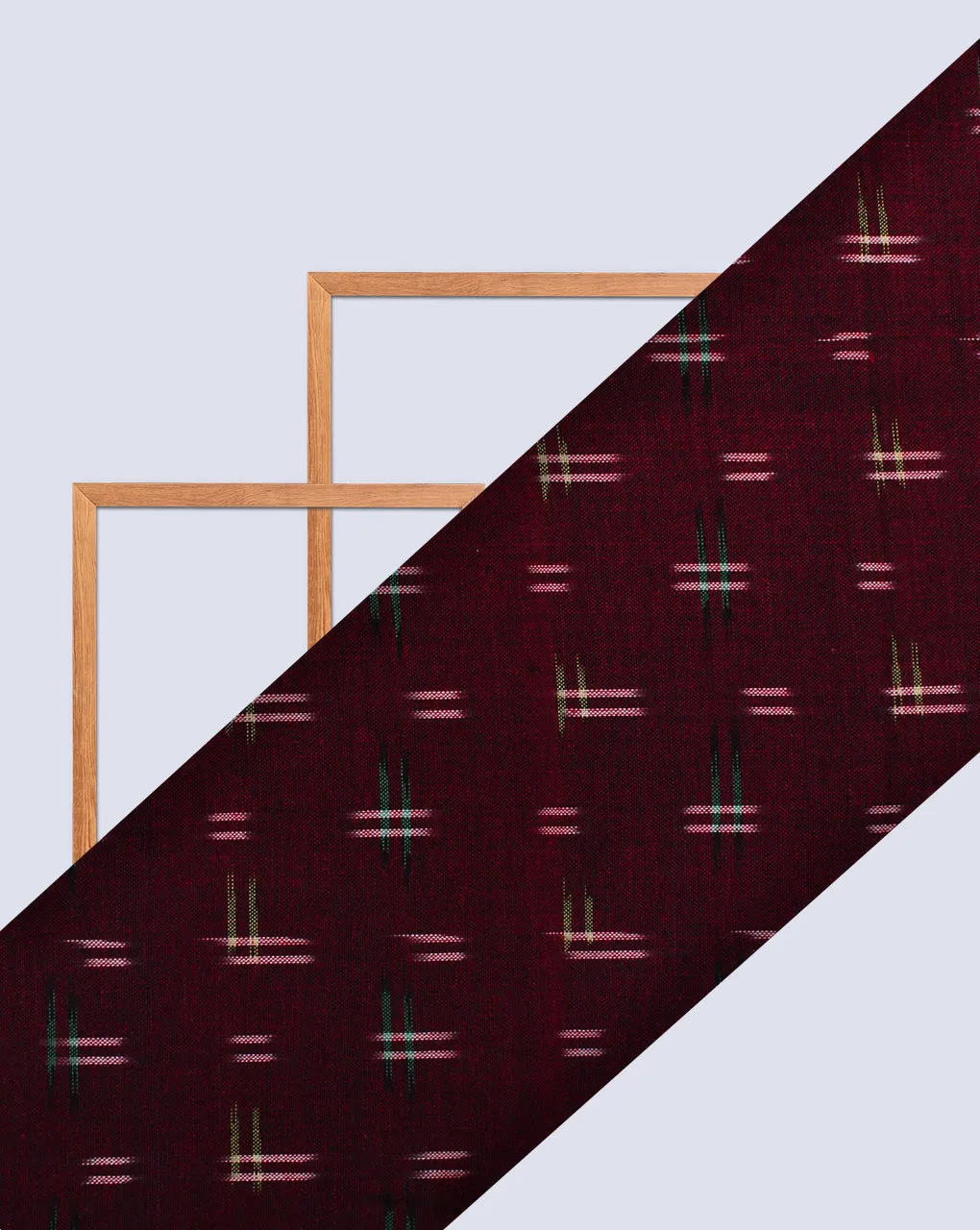 Ikat Cotton Fabric Maroon Color Yarn Dyed Design