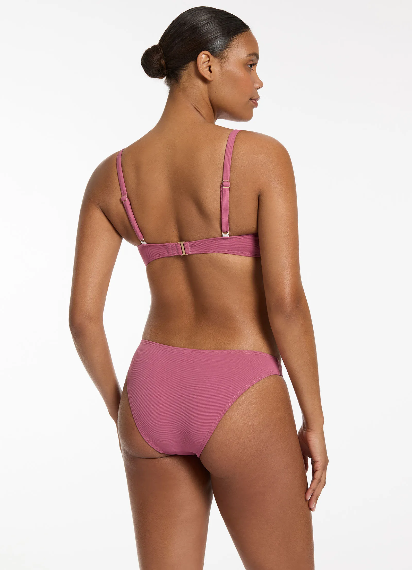 Isla Rib Hipster Bikini Bottom in Mauve