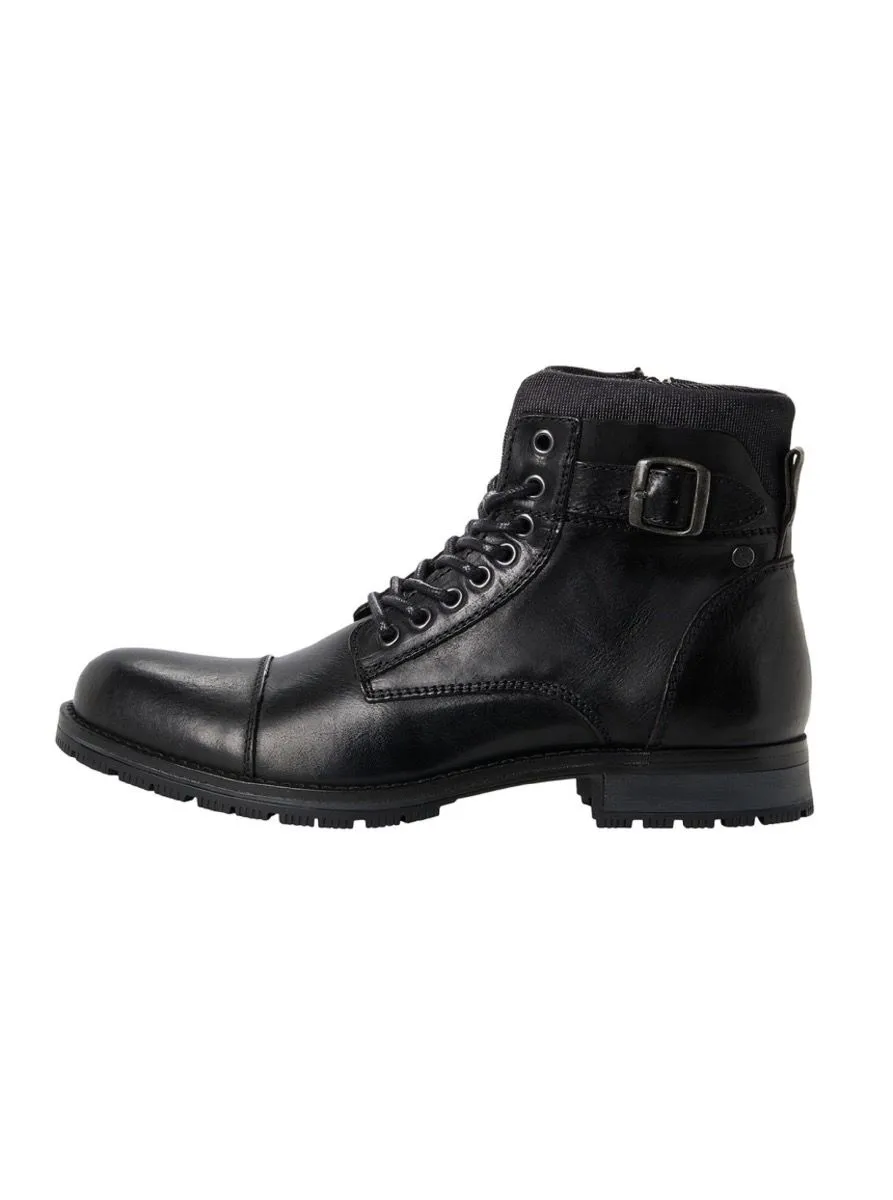 Jack and Jones Albany Anthracite Leather Boots