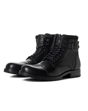 Jack and Jones Albany Anthracite Leather Boots