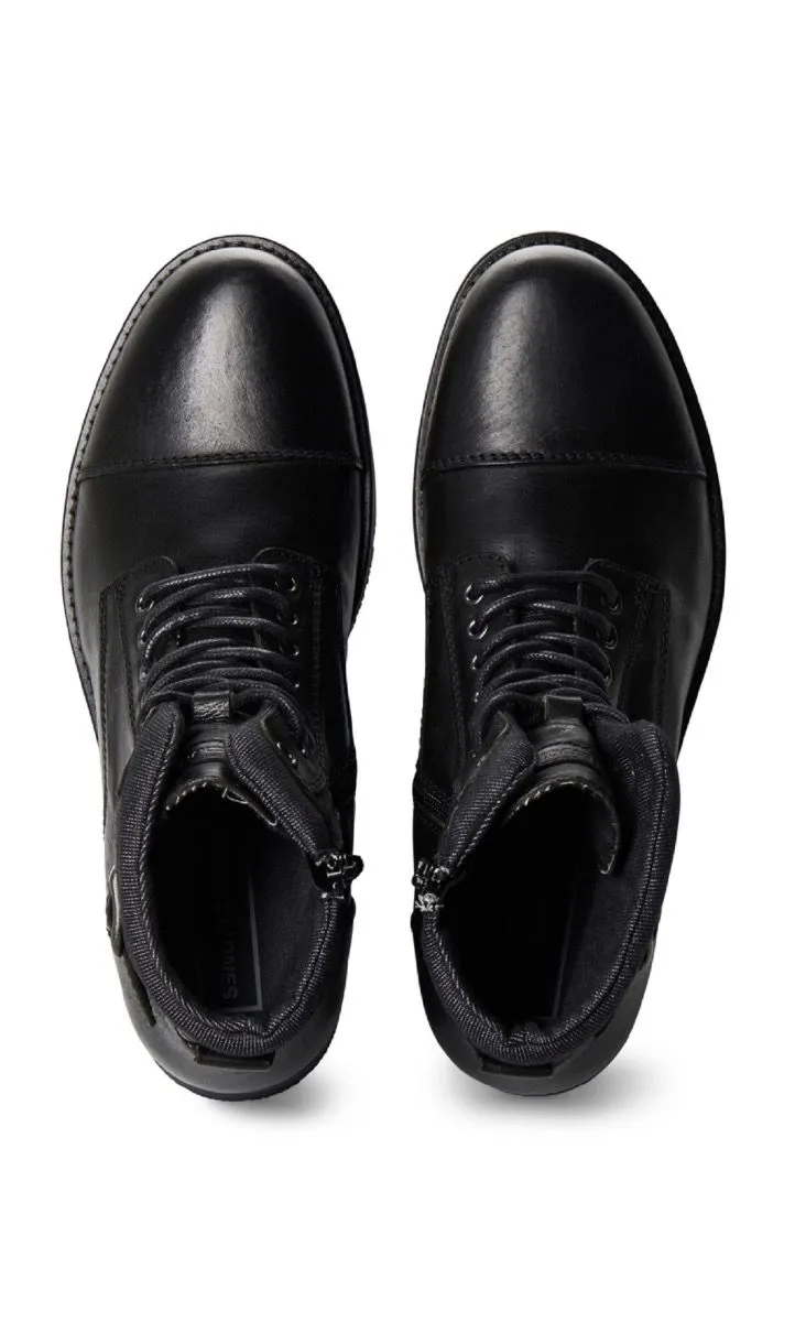 Jack and Jones Albany Anthracite Leather Boots