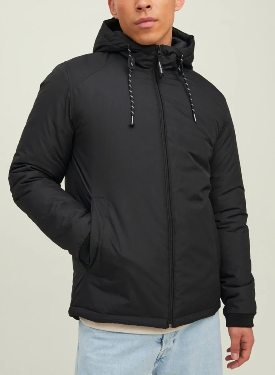 Black Hooded Casual Jacket from Jack & Jones