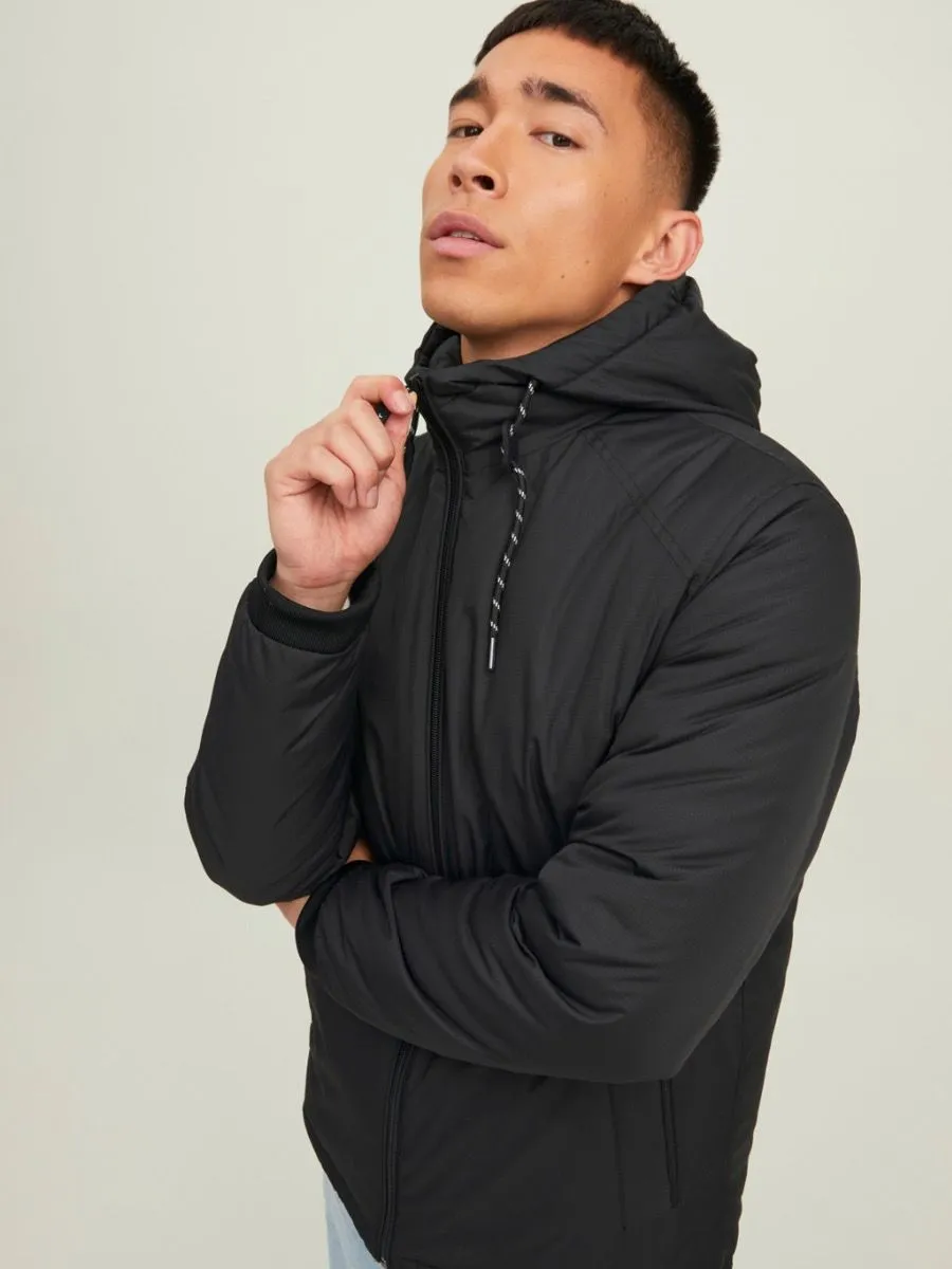 Black Hooded Casual Jacket from Jack & Jones