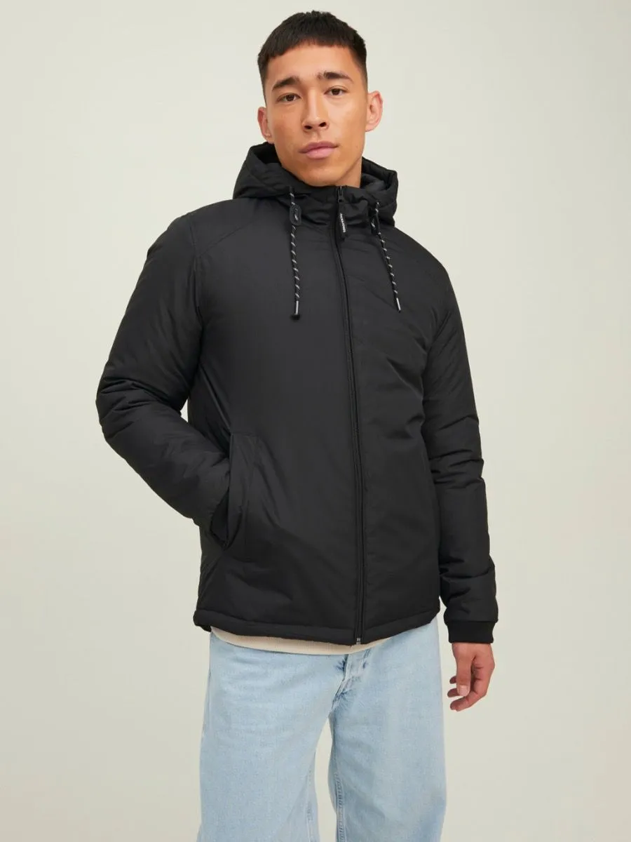 Black Hooded Casual Jacket from Jack & Jones