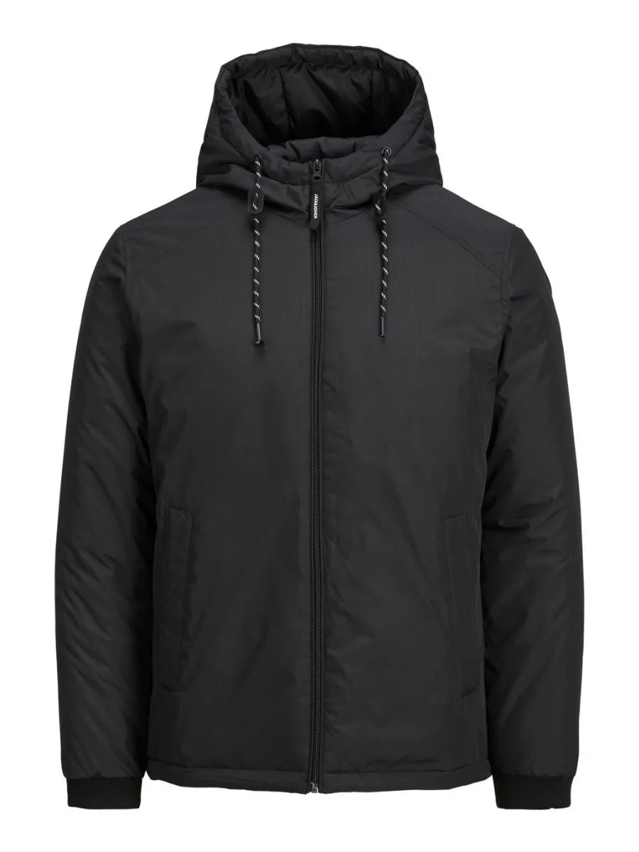 Black Hooded Casual Jacket from Jack & Jones