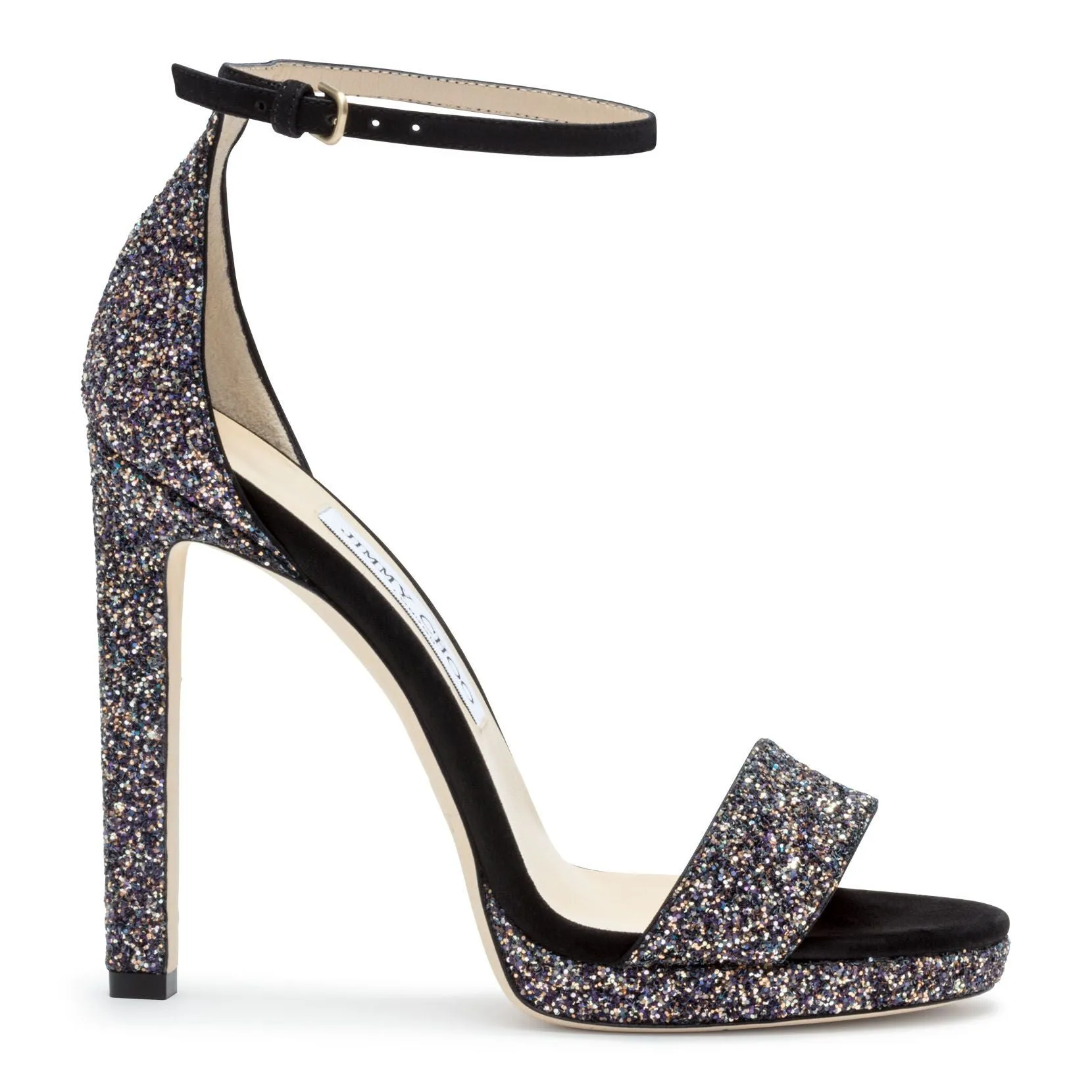 Jimmy Choo Misty 120 Black Suede Glitter Sandals Shoes