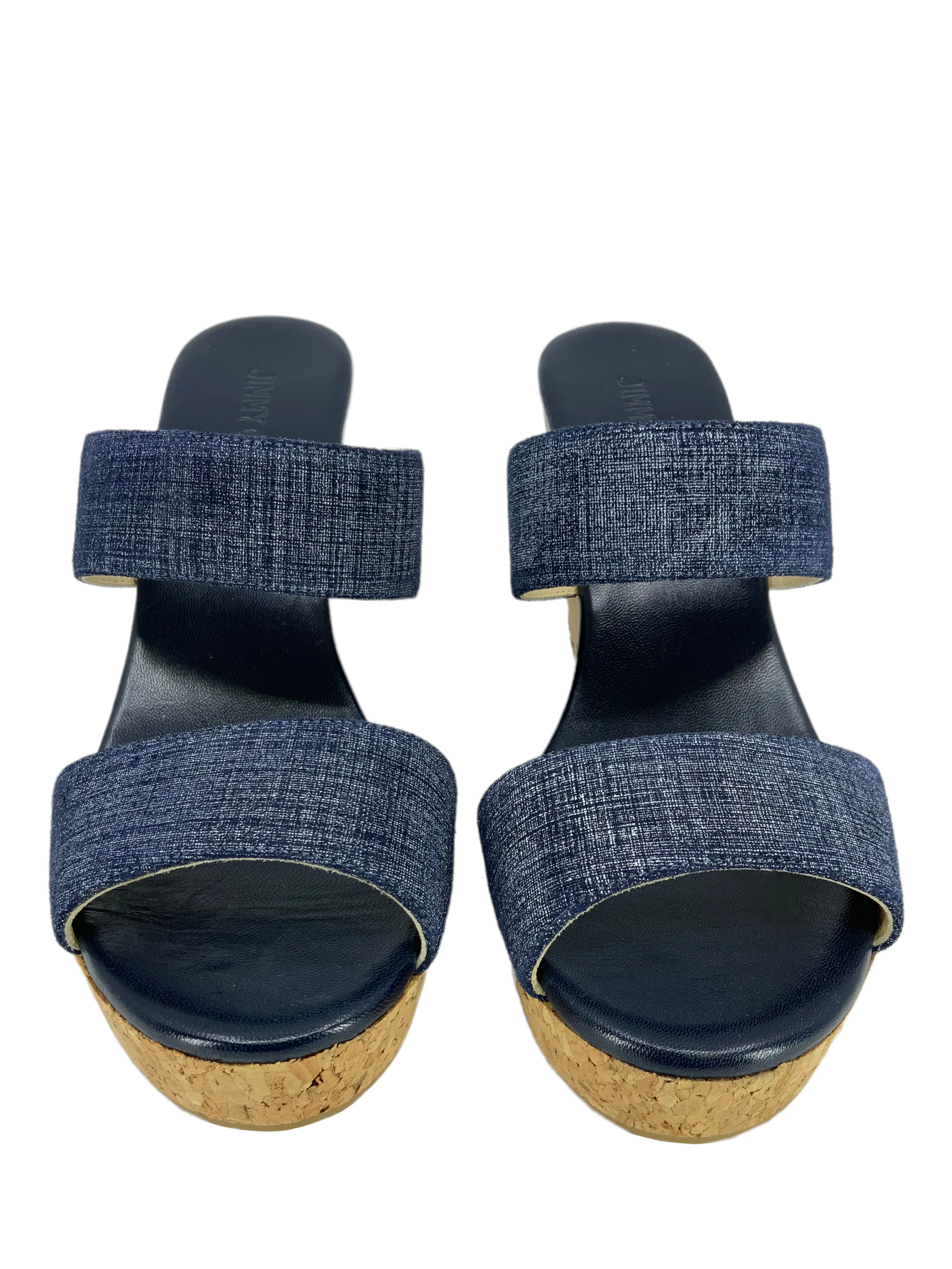 Jimmy Choo Parker Denim Cork Wedge Sandals Size 9.5