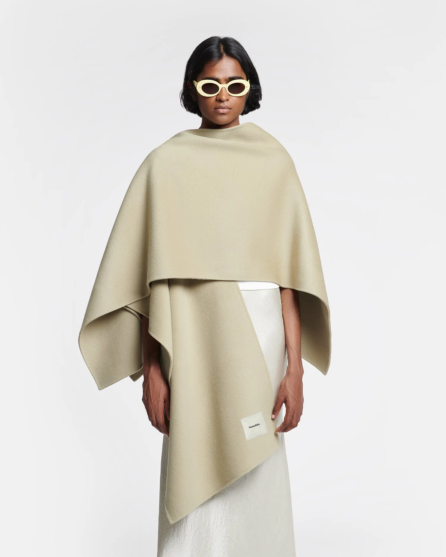 Kamin Wool Silk Shawl Pale Olive