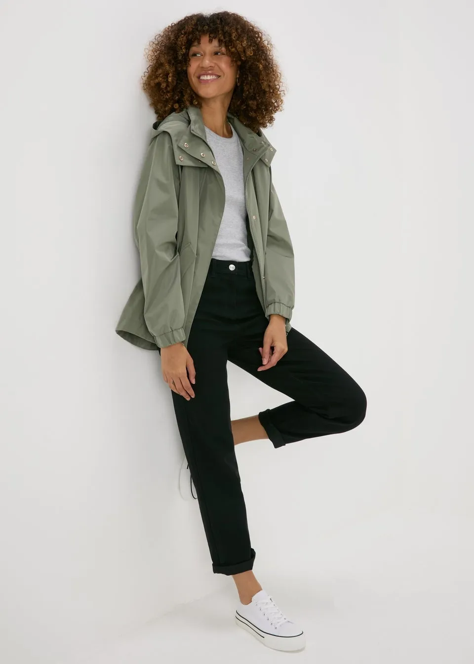 Khaki Mid Length Trench Coat