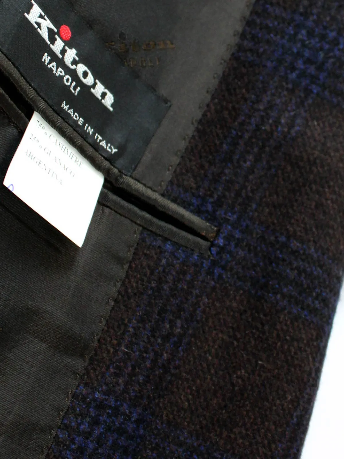 Kiton Guanaco Sport Coat in Brown, Royal Blue, Black - Size EUR 56/ US 44 - On Sale