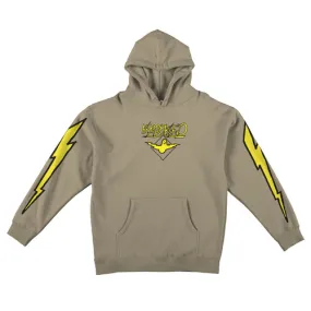 Krooked Skateboards Hoodie Eagle Lightning Sleeves Pullover Sand