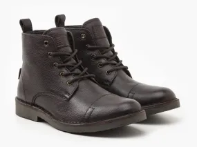 Levi's Track Lace Up Dark Brown Leather Boots