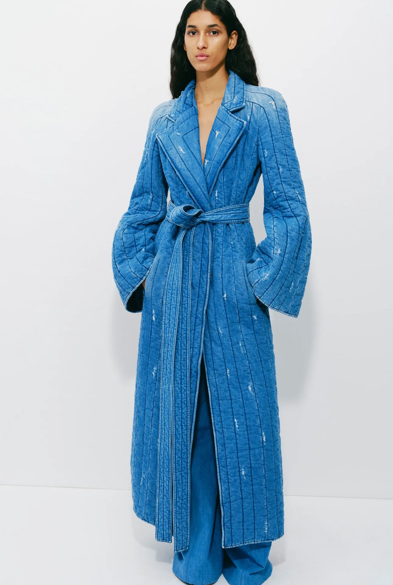 Light Blue Denim Recycled Cotton Linen Dalloway Coat