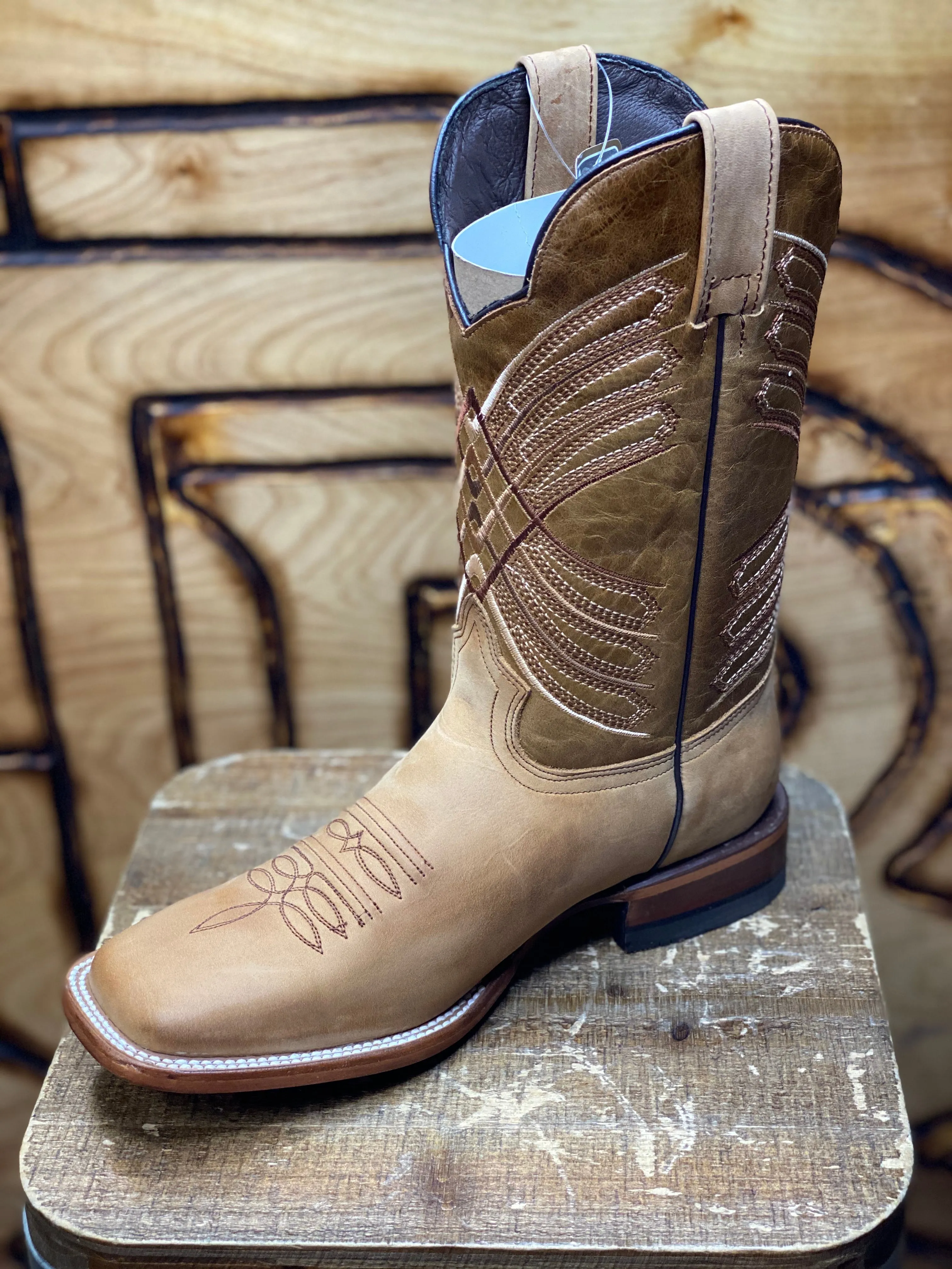 Light Brown Handmade Square Toe Boots.